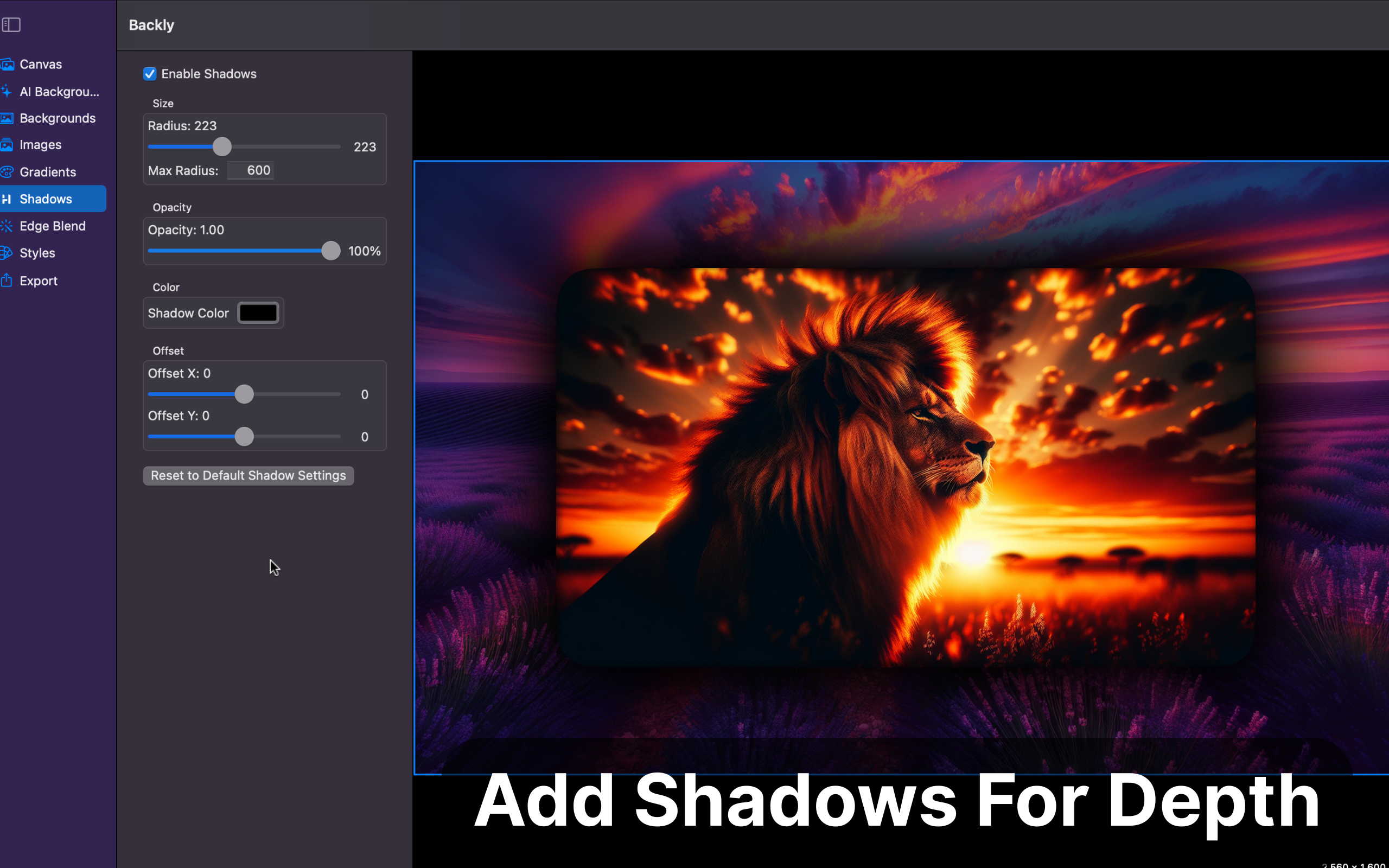 App Screenshot - Shadows